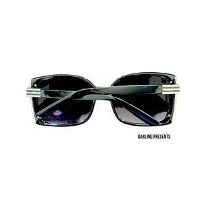Square Frames Silver Accent Sunglasses Women Color Black & Silver